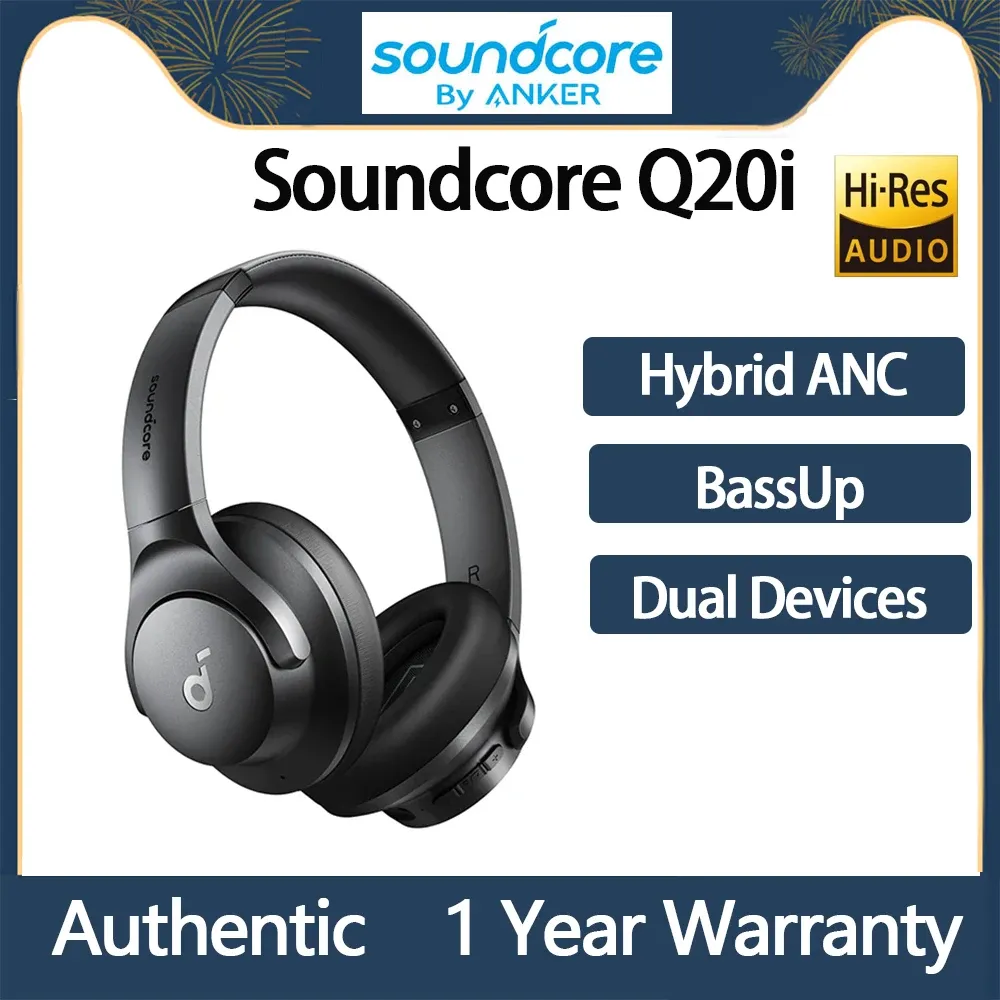 [Taxa Inclusa] Headphone Bluetooth Anker-Q20i Com Cancelamento De Rudos Hbrido, Bateria De Longa Durao